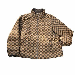 Judith March Brown and Black Checkerboard Jacket reversible💪🏽
